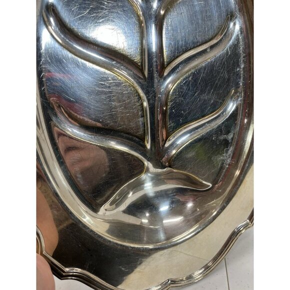 Antique Silver Meat Platter with "Tree Of Life" Silverplate Footed Serving Tray - Picture 4 of 14